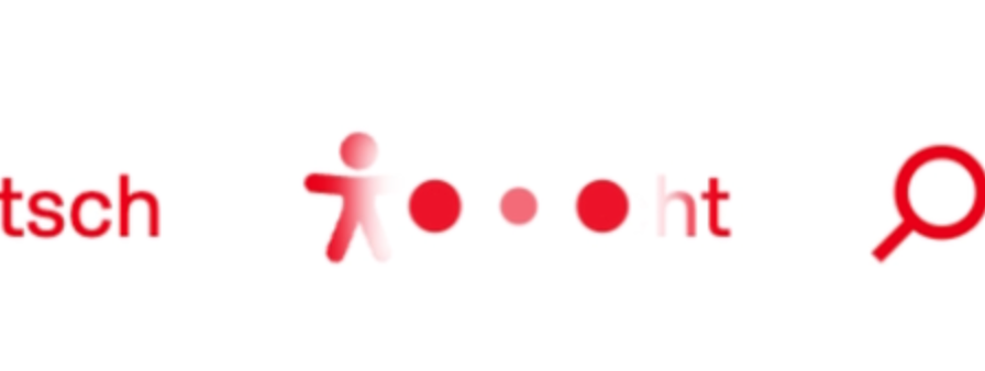 Screenshot einer Website mit simulierter langsamer Verbindung: das Overlay-Widget zeigt seinen Ladeindikator — eine stilisierte rote Figur mit pulsierenden Punkten. Die eigentliche Seite ist bereits geladen, das Overlay noch nicht einsatzbereit.