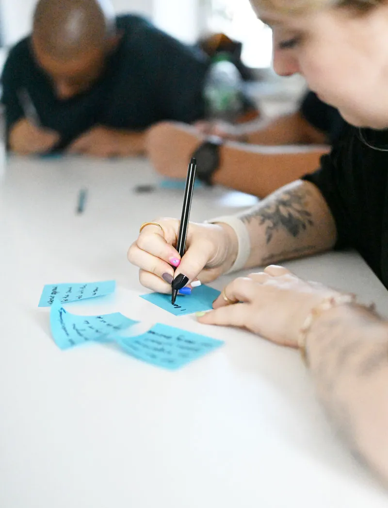 Workshop Impression: Zettel werden beschieben